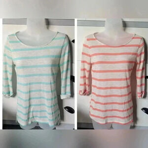 Ginger G striped scoop neck top, 3/4 sleeve, womens medium, lightweight stretchy